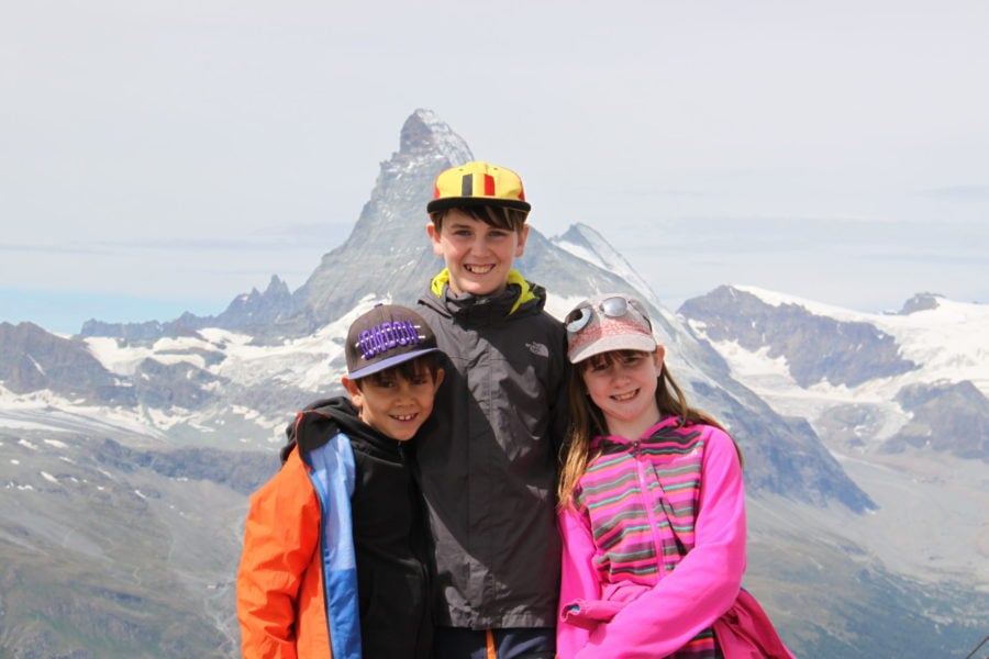 Kids at Klein Matterhorn in Zermatt Switzerland