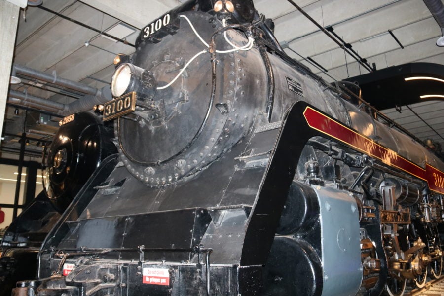 front of steam train at Canada Science and Technology Museum Ottawa