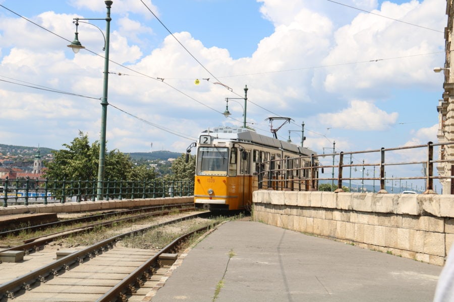 image taken on Budapest walking tour of number 2 yellow tram