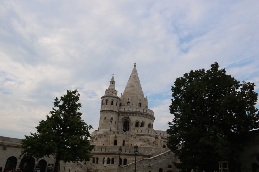 image of one beautiful white peaked tower of fisherman's bastion Budapest activities