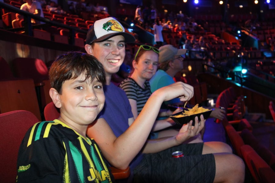 image of my three kids eating snacks at circus great for kids in Budapest