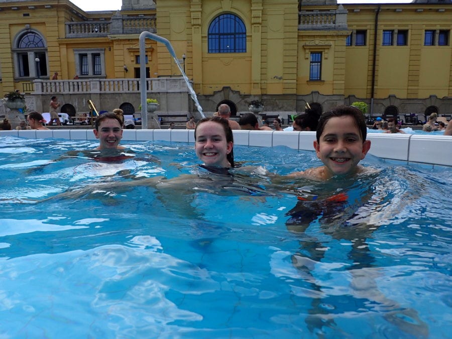 image of my three children relaxing in Budapest's Szechenyi Baths