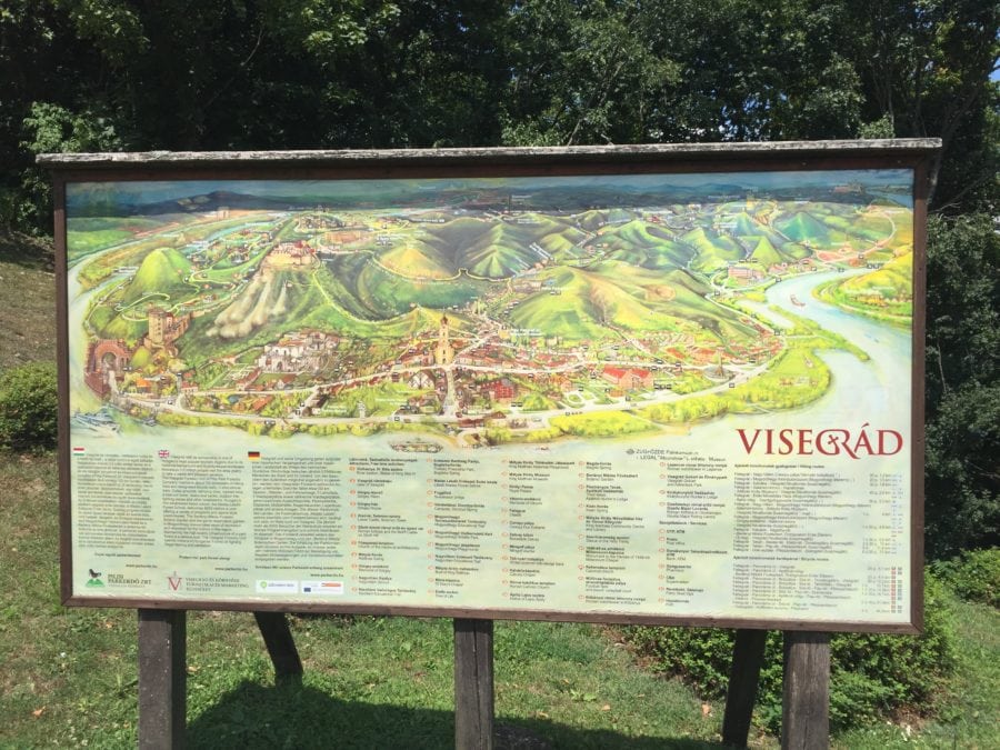 image of a stand up map of Visegrad castle area on Danube Bend tour