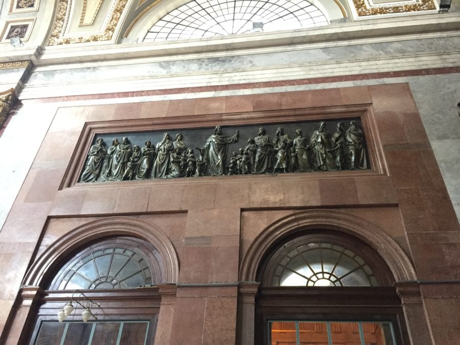 image of the relief over the door inside the Esztergom basilica on Danube Bend tour