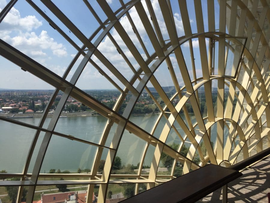 image of arched window with danube beyond