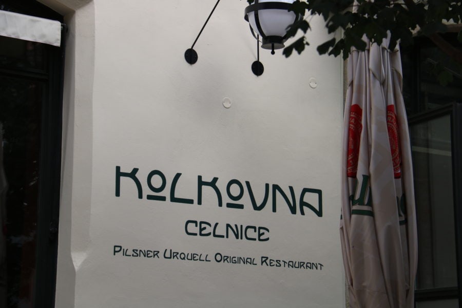 image of sign for Kolkovna Czech restaurant in Prague