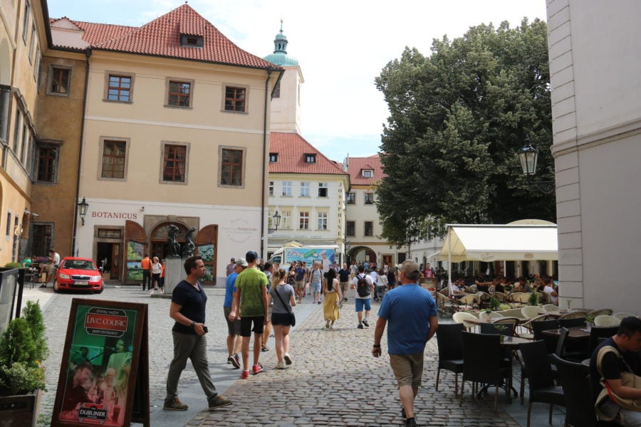 image of ungelt which is a courtyard with cobblestones and is fun thing to do in Prague