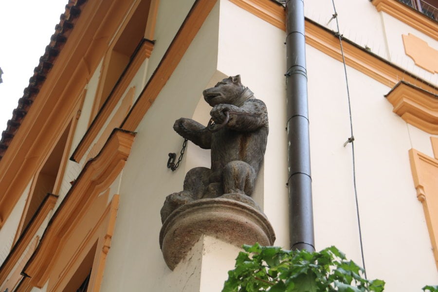 image of a black bear on the corner of the building