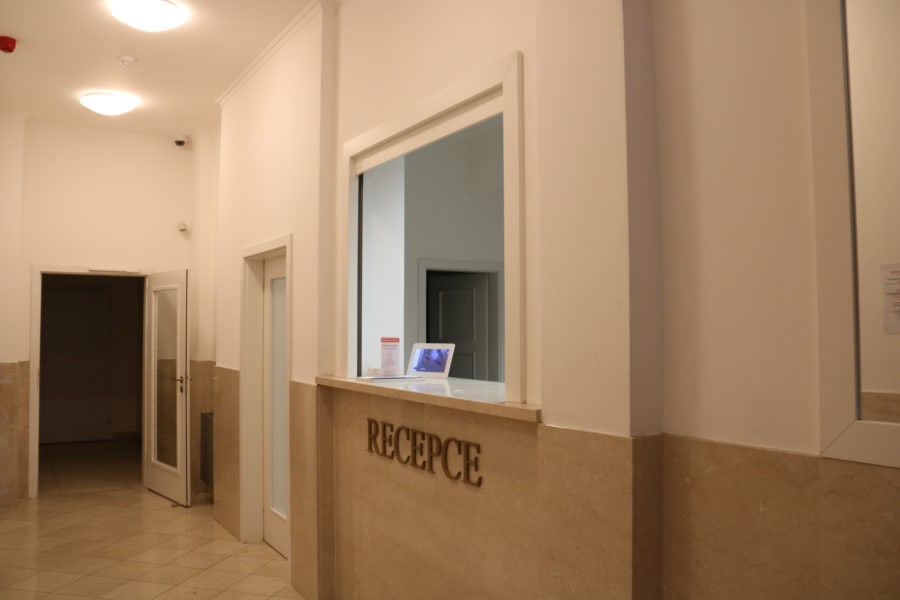 image of front reception desk at Prague family apartment