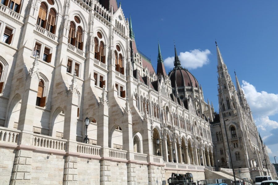 image of white intricate parliament building with spires