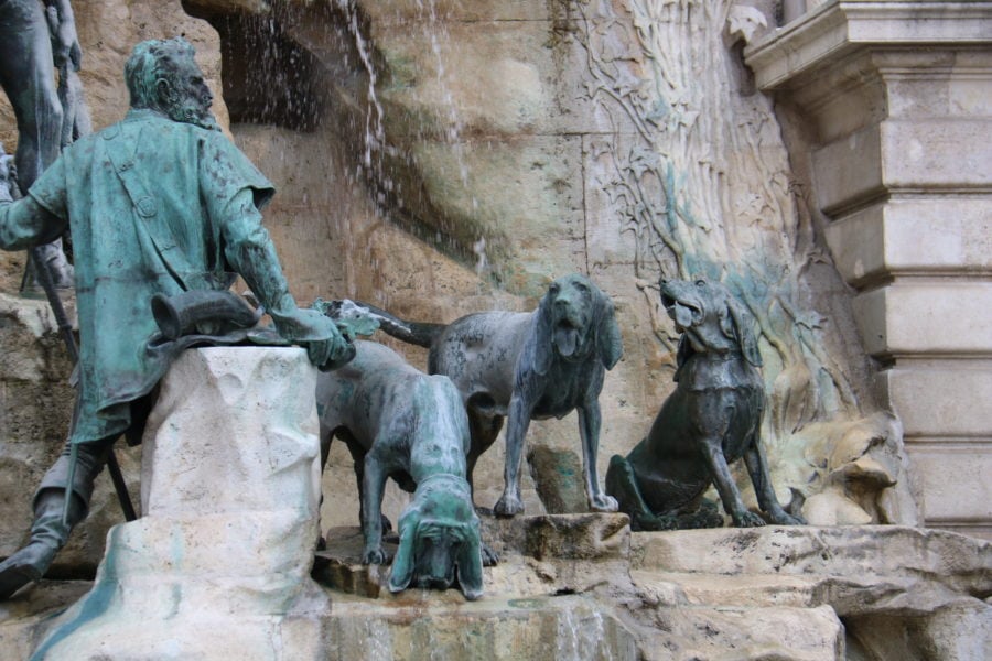 image of the hounds in the Matthias fountain