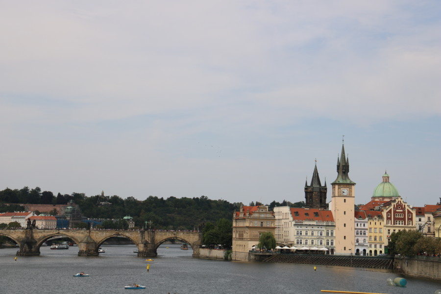 image of charles bridge in the distance day 2 Prague itinerary