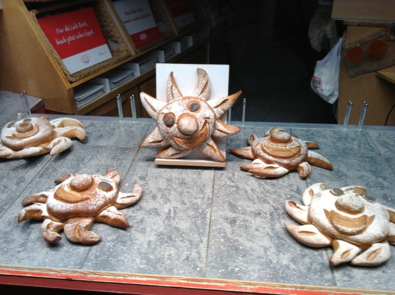bread shaped like a jester face in Basel Old Town