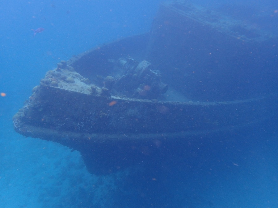 front bow of shipwreck under water