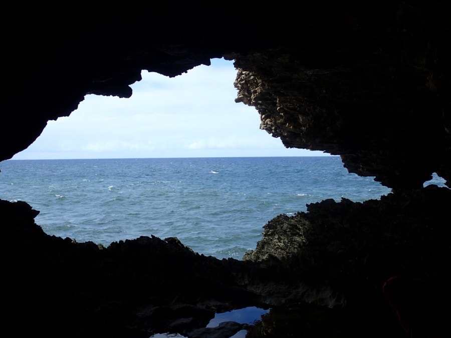opening in cave facing ocean