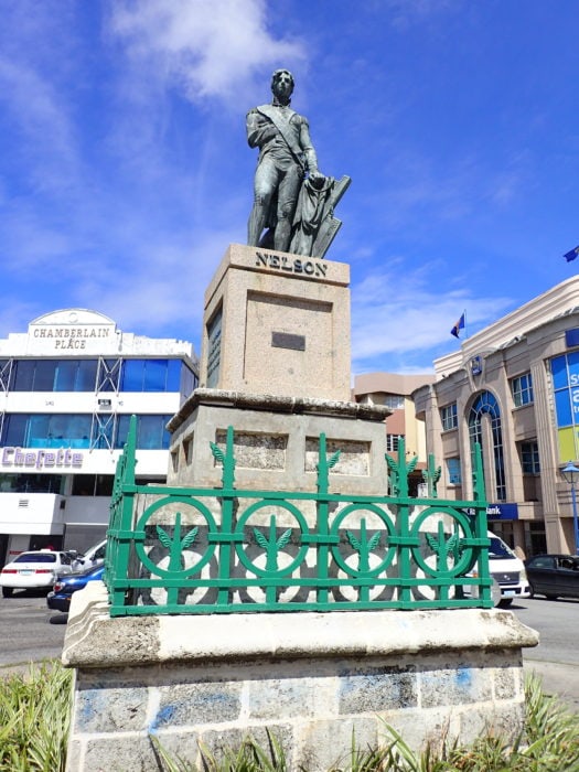 statue of Nelson on top of pillar in city square is Barbados Attraction