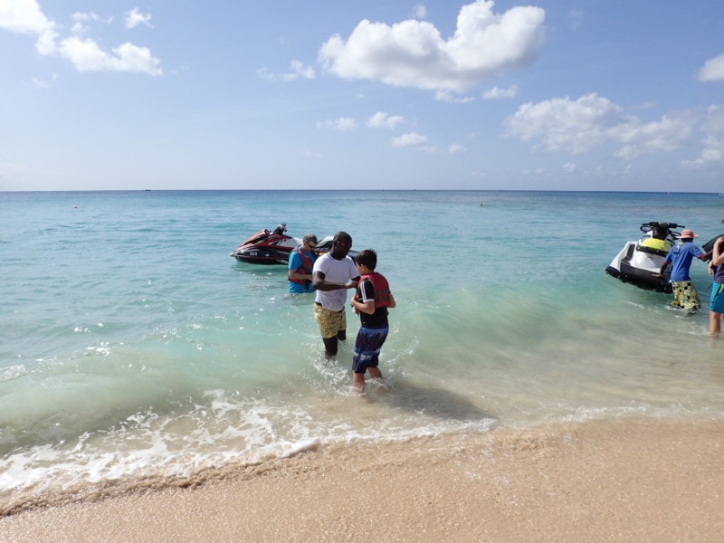 my family learning how to use jet ski barbados attraction