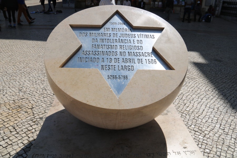 stone circle with engraved Jewish star during Lisbon holidays