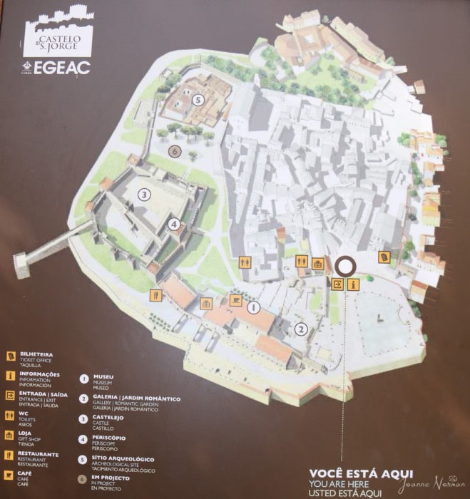 map of Castelo Sao Jorge in Alfama Lisbon
