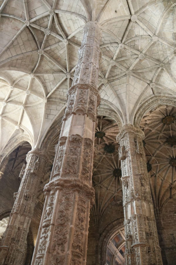 white stone church pillars in Belem Lisbon