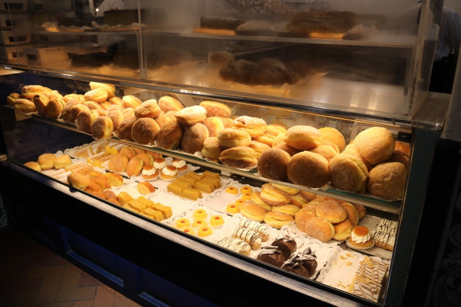 variety of pastries in a display cabinet is great thing to do in Belem
