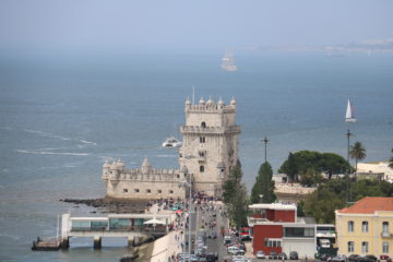 belem tower in the distance great thing to do in Belem during one day in Belem with kids