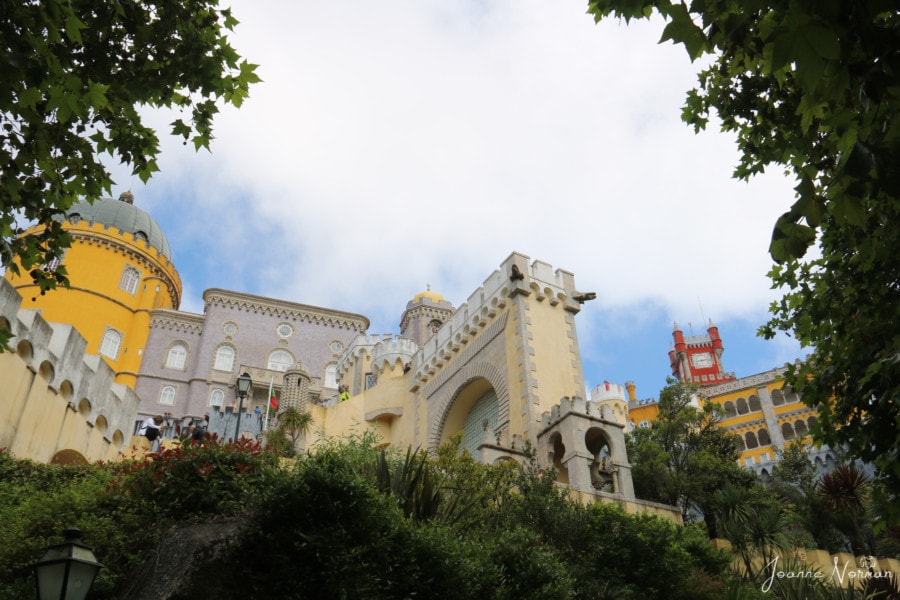 distant view of the keyhole entry at Pena Palace on daytrip from Lisbon to Sintra