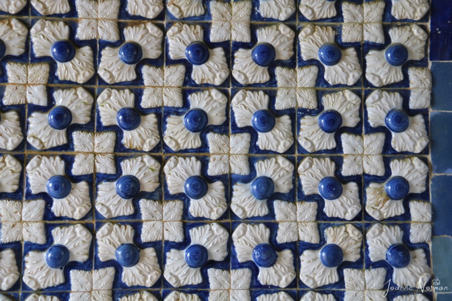 intricate blue and white tiles as seen on daytrip from Lisbon to Sintra