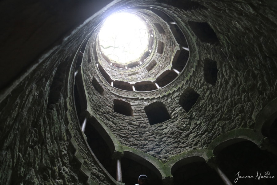 looking up well from bottom towards the sun