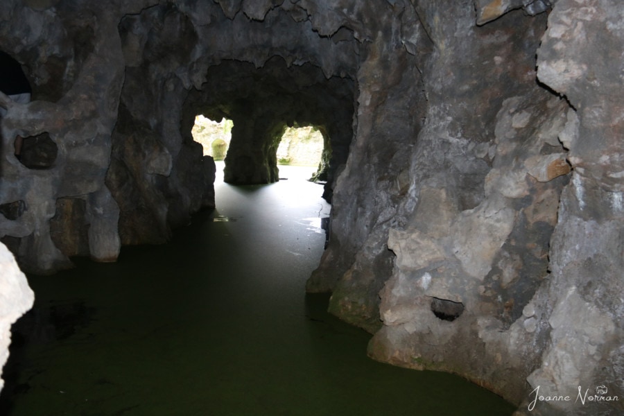 looking out through double hole from inside tunnel at Sintra