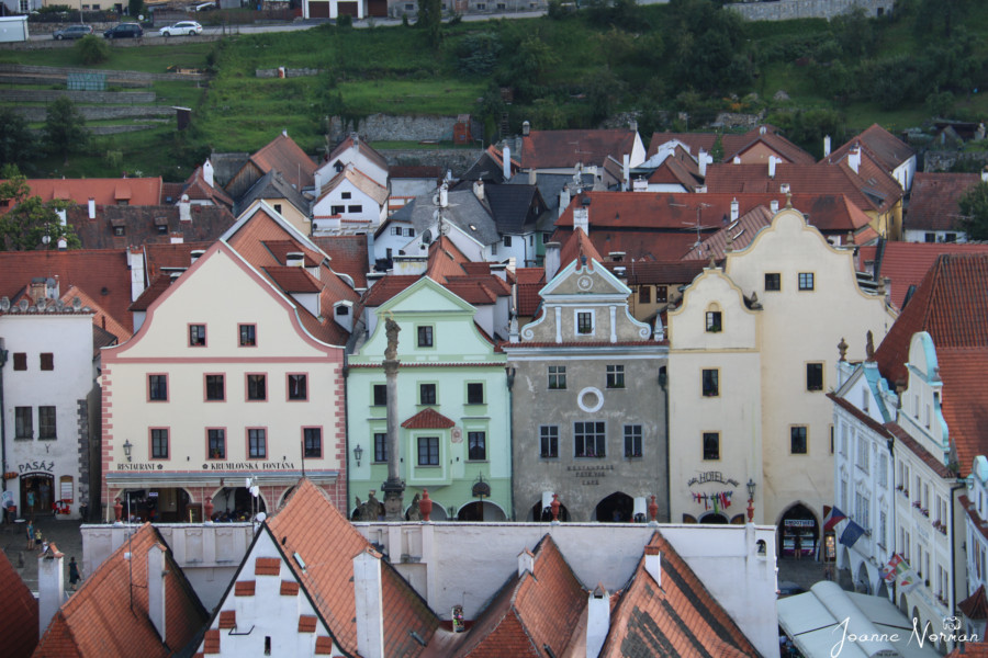 view of town square from castle tower