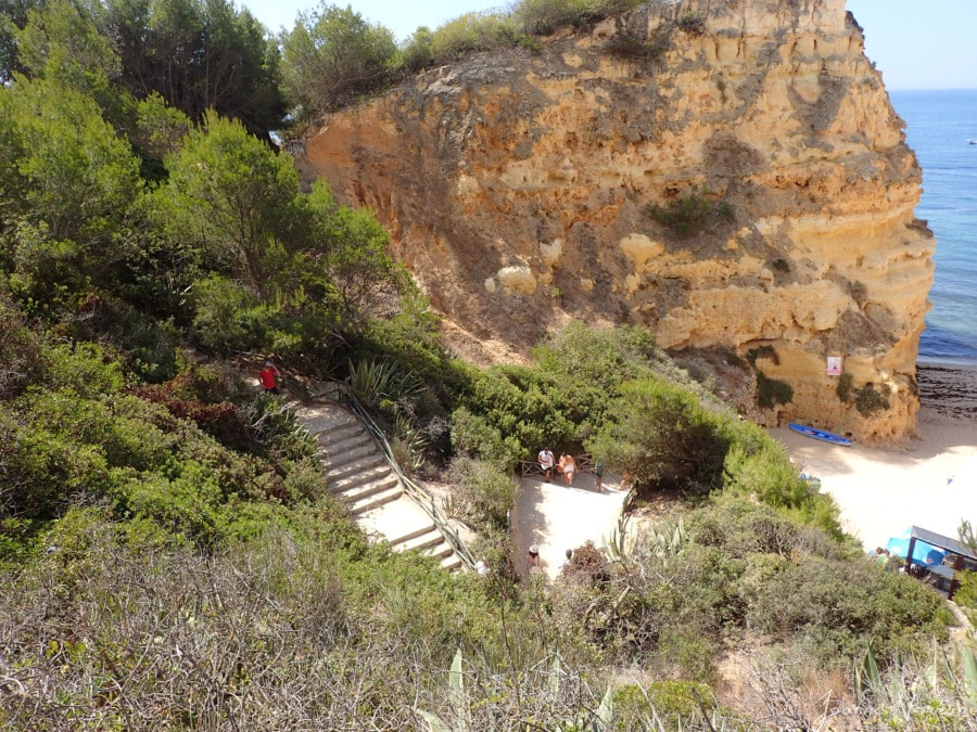 stone stairs in distance at Praia da Marinha