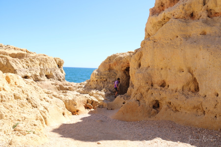 sandstone rock formations Carvoeiro Algar Seco Algarve 