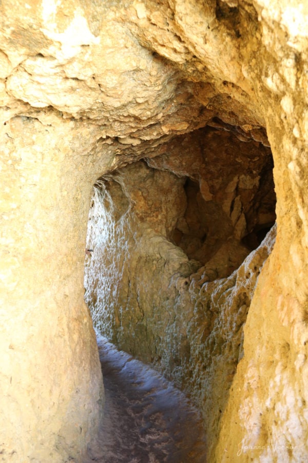 tunnel in sandstone rock Algar Seco Carvoeiro