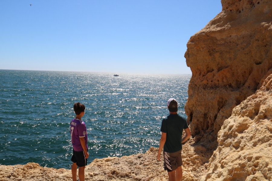 Lucas and Caiden standing on cliffs looking at ocean
