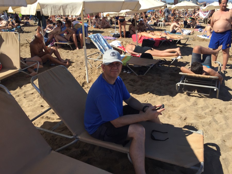 John on beach lounge chair