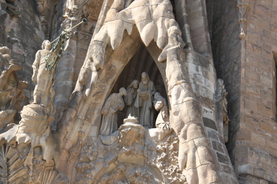 sagrada familia carved wisemen holding baby Barcelona itinerary