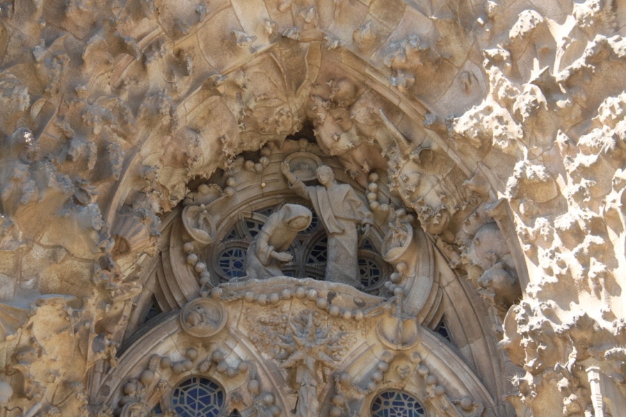 detailed carvings in Sagrada Familia facade during 3 days in Barcelona