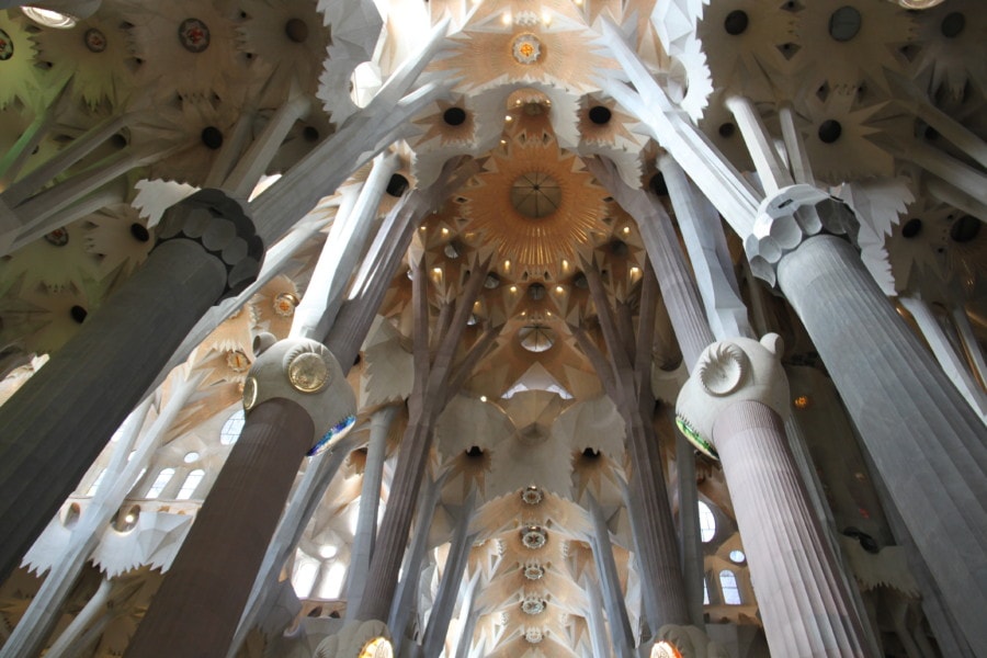 forest like white interior of Sagrada Familia during 3 days in Barcelona