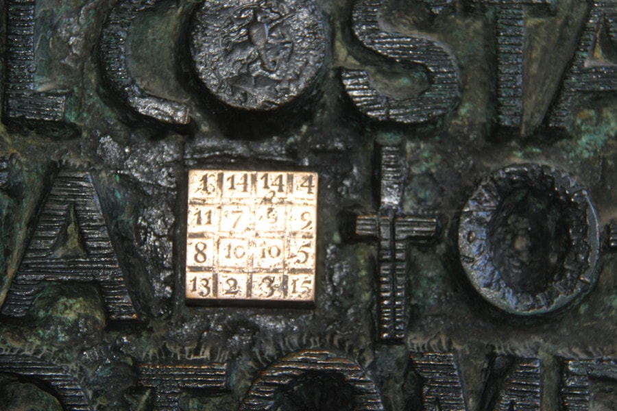 cryptogram in gold inside Sagrada Familia