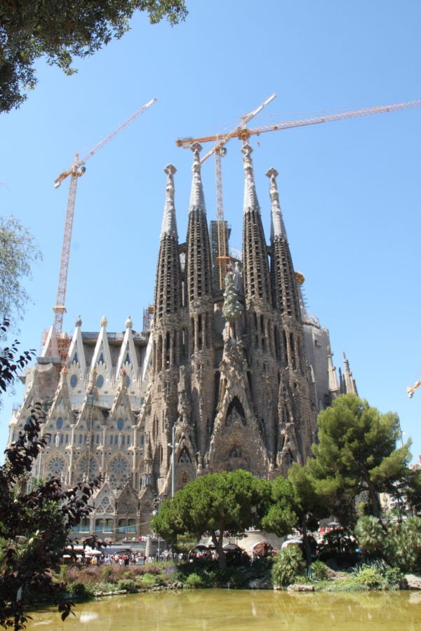 full view of Sagrada Familia Barcelona itinerary