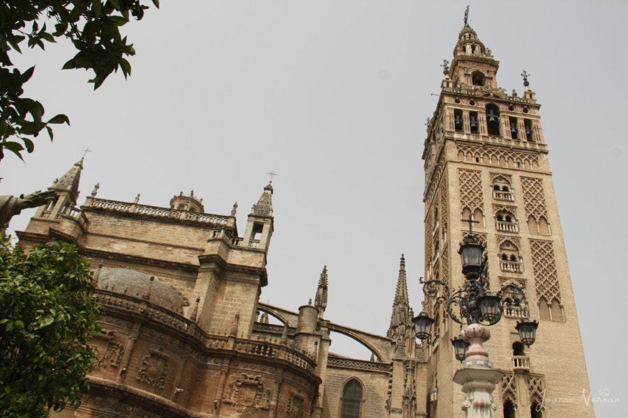 Seville cathedral outside showing the tower steeple things to do 3 days in Seville