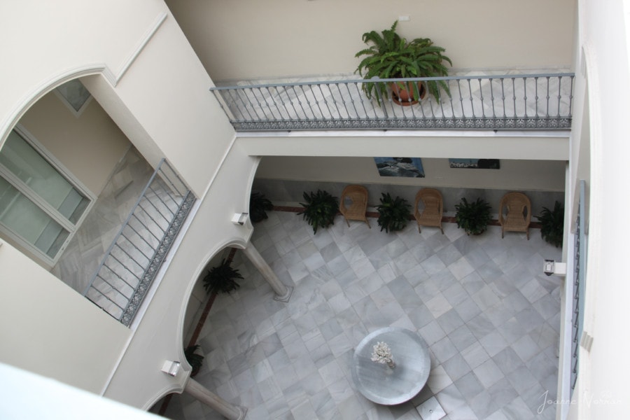 overhead view of central terrace at Seville apartment during 3 days in Seville