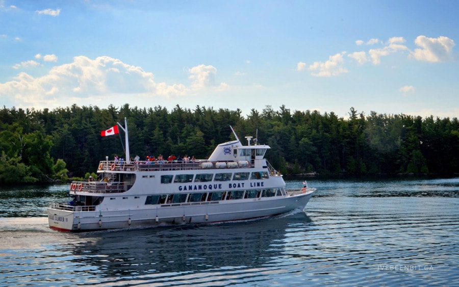 large white boat with many people Thousand Islands Weekend Getaways Ontario