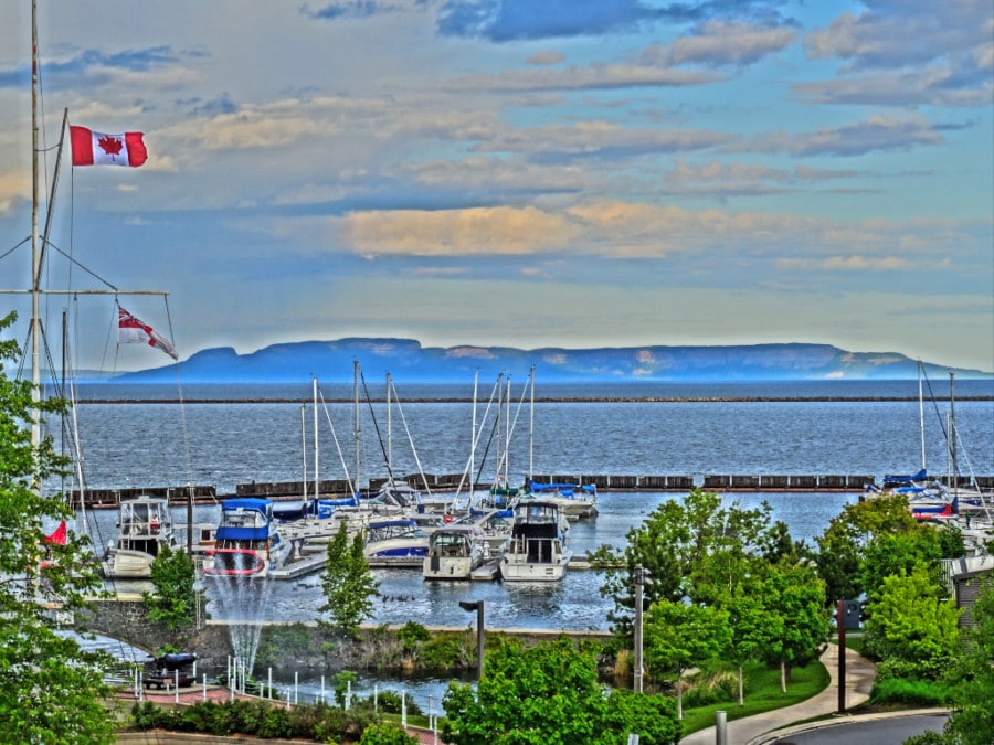 harbour with boats summer weekend getaway Ontario 
