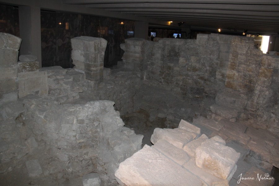 stone remnants under ground at crypt is hidden gem in Paris