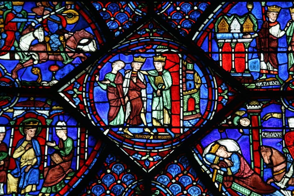 colourful stained glass window day trips from Paris to Chartres