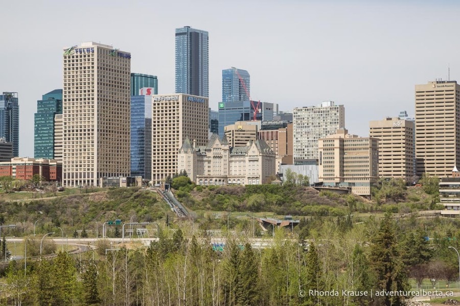 skyline of Edmonton from distance Canada summer