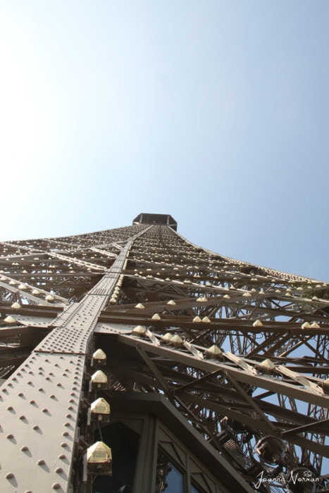 straight up the eiffel tower leg from below