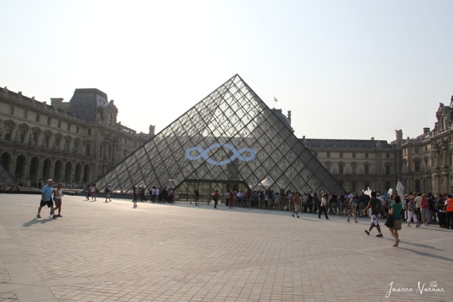 louvre pyramid during paris holidays